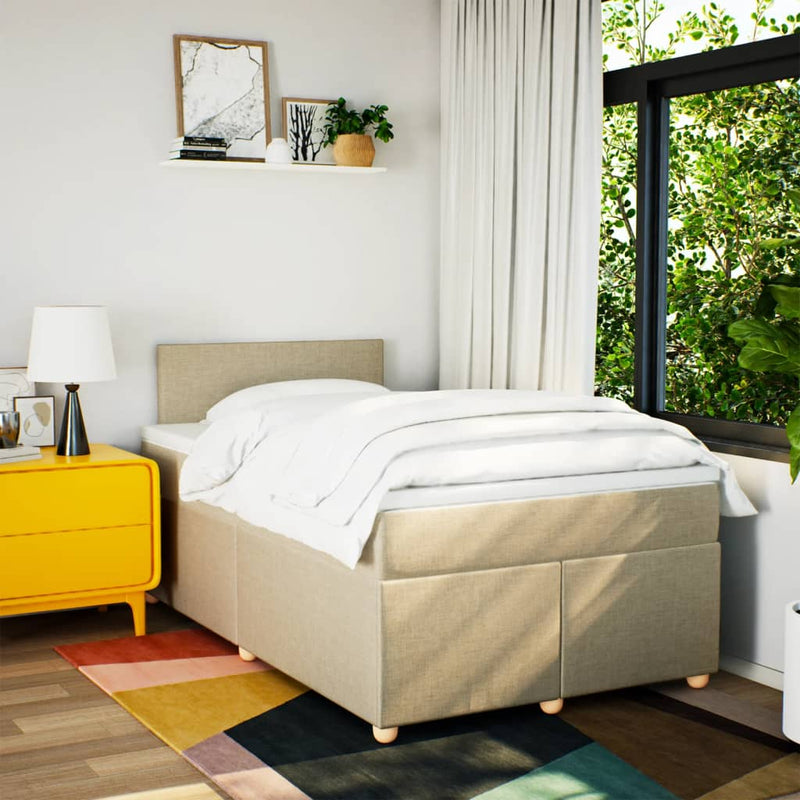 vidaXL krémszínű szövet rugós ágy matraccal 120 x 190 cm