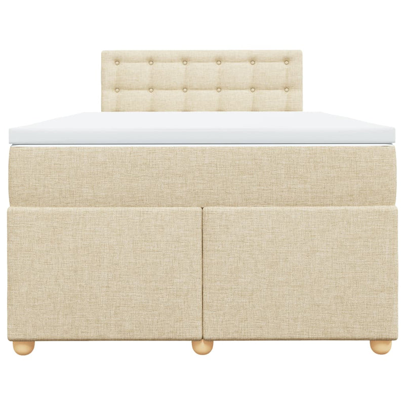 vidaXL krémszínű szövet rugós ágy matraccal 120 x 190 cm