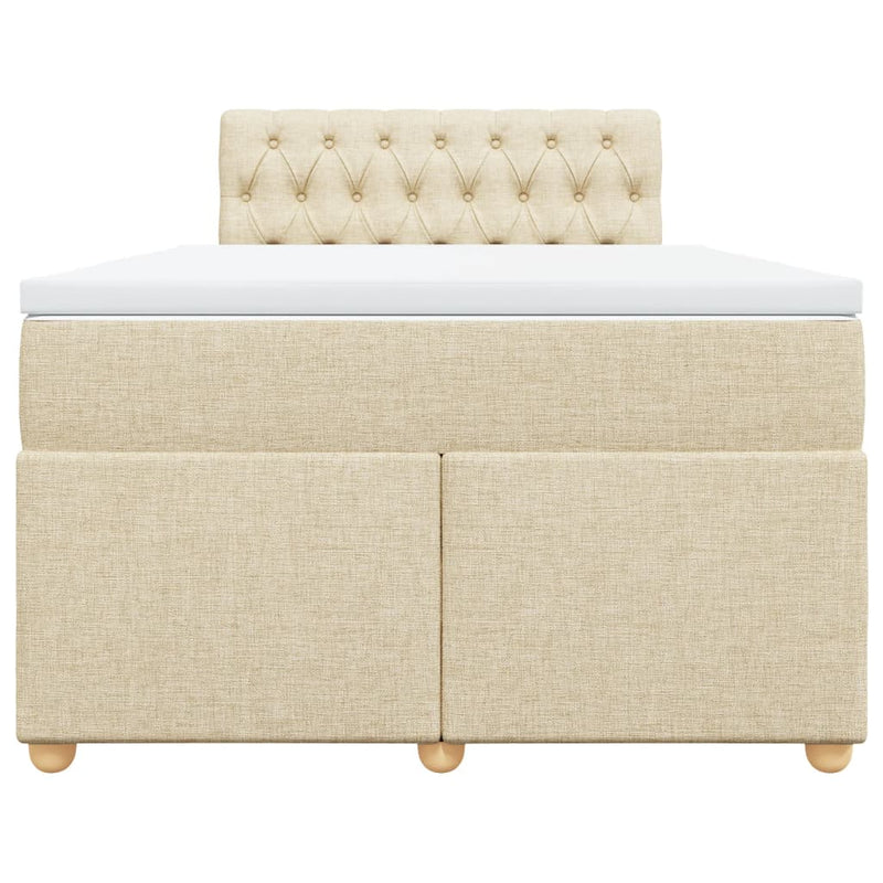 vidaXL krémszínű szövet rugós ágy matraccal 120 x 200 cm