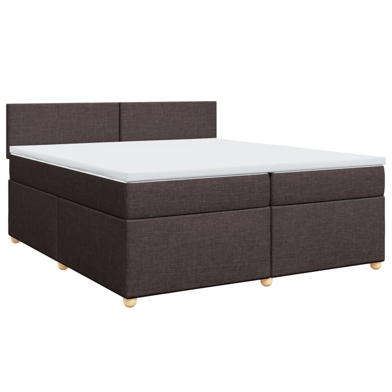 vidaXL sötétbarna szövet rugós ágy matraccal 200 x 200 cm
