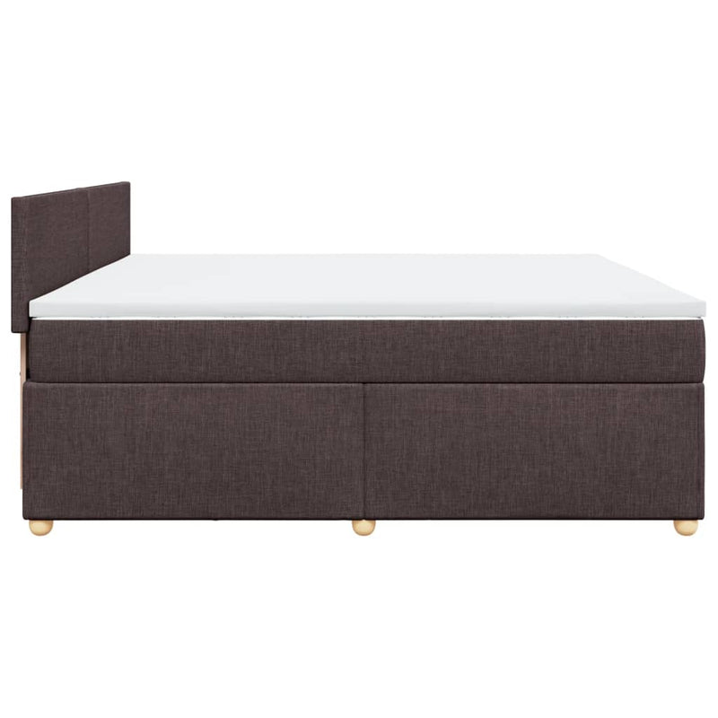 vidaXL sötétbarna szövet rugós ágy matraccal 200 x 200 cm