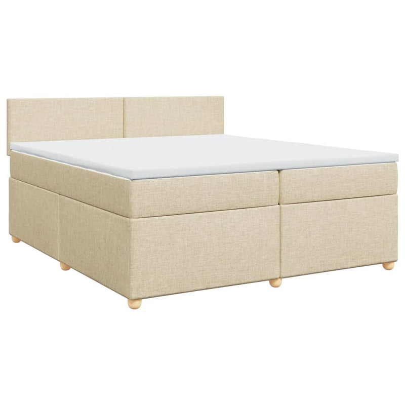 vidaXL krémszínű szövet rugós ágy matraccal 200 x 200 cm