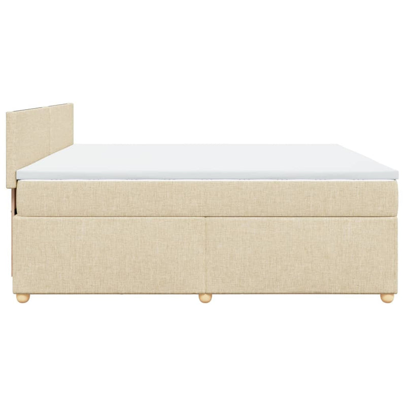 vidaXL krémszínű szövet rugós ágy matraccal 200 x 200 cm