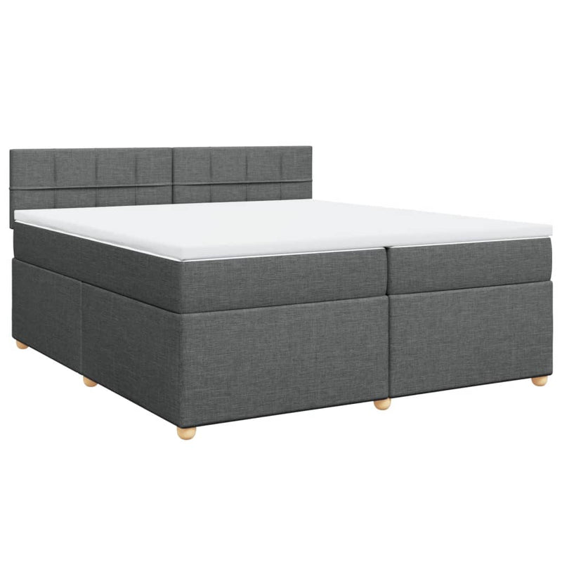 vidaXL sötétszürke szövet rugós ágy matraccal 200 x 200 cm
