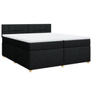 vidaXL fekete szövet rugós ágy matraccal 200 x 200 cm