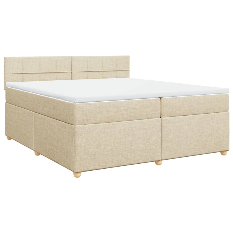 vidaXL krémszínű szövet rugós ágy matraccal 200 x 200 cm