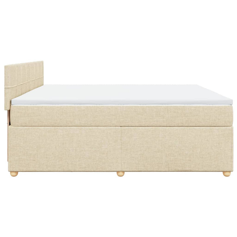 vidaXL krémszínű szövet rugós ágy matraccal 200 x 200 cm
