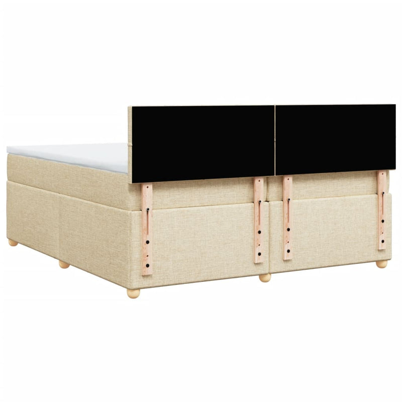 vidaXL krémszínű szövet rugós ágy matraccal 200 x 200 cm