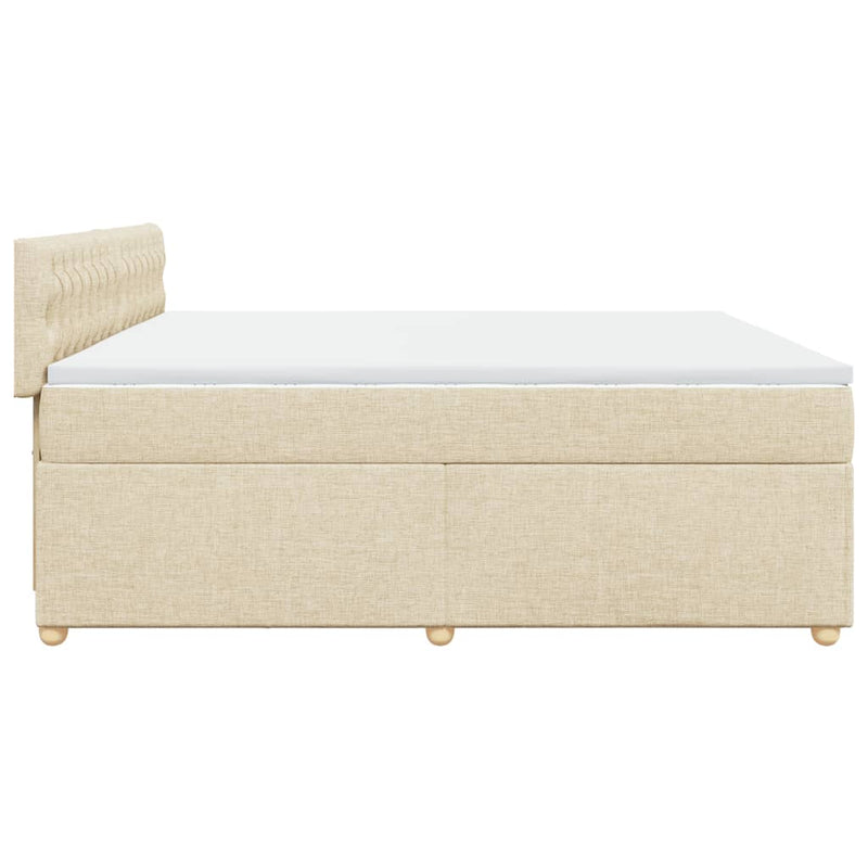 vidaXL krémszínű szövet rugós ágy matraccal 200 x 200 cm