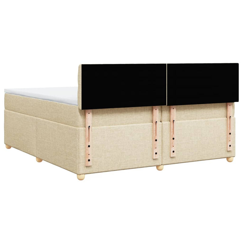 vidaXL krémszínű szövet rugós ágy matraccal 200 x 200 cm