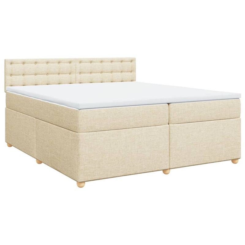 vidaXL krémszínű szövet rugós ágy matraccal 200 x 200 cm