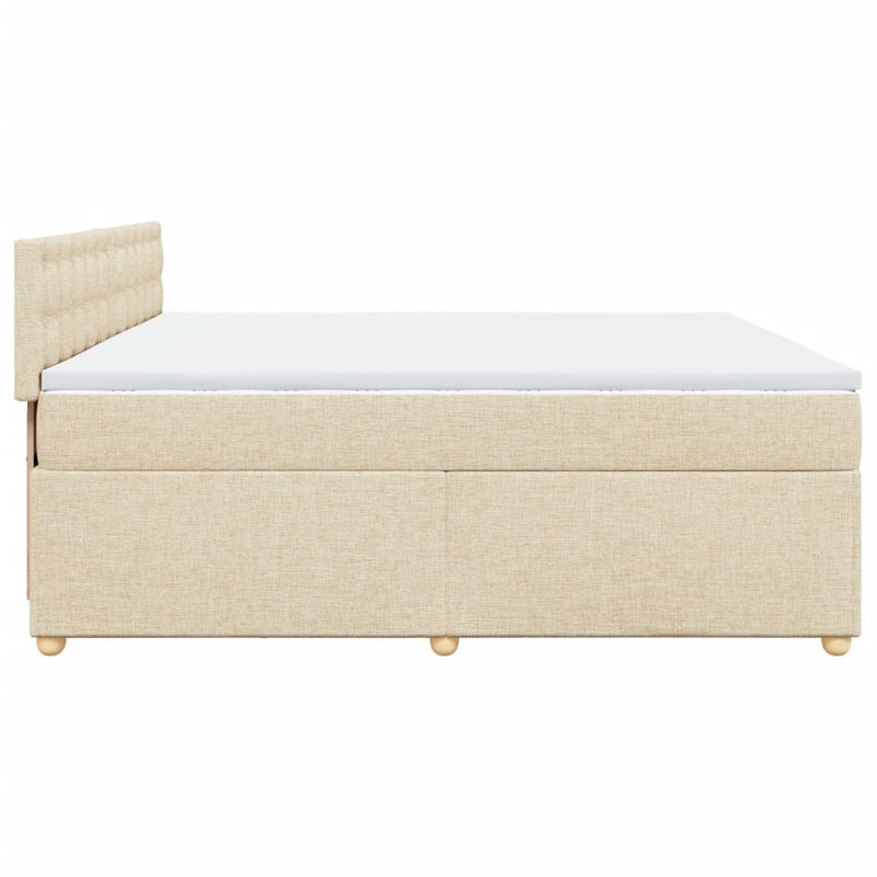 vidaXL krémszínű szövet rugós ágy matraccal 200 x 200 cm