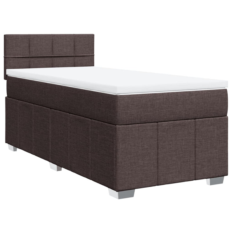 vidaXL sötétbarna szövet rugós ágy matraccal 80 x 200 cm