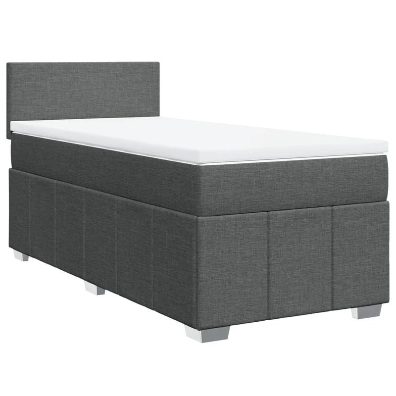vidaXL sötétszürke szövet rugós ágy matraccal 100 x 200 cm