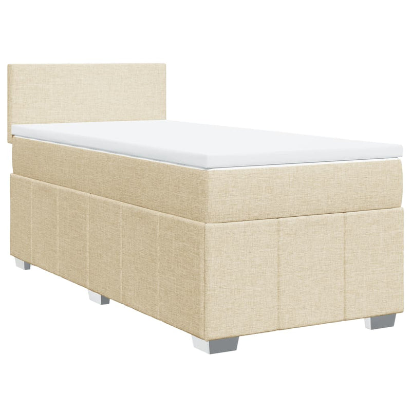 vidaXL krémszínű szövet rugós ágy matraccal 100 x 200 cm