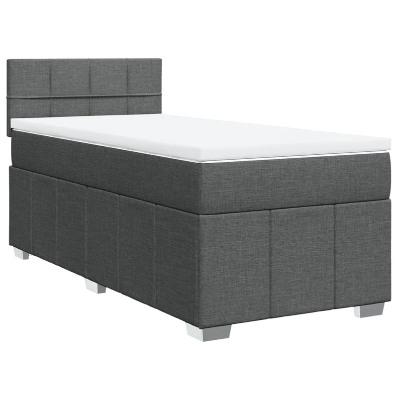 vidaXL sötétszürke szövet rugós ágy matraccal 100 x 200 cm