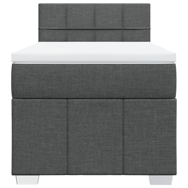 vidaXL sötétszürke szövet rugós ágy matraccal 100 x 200 cm