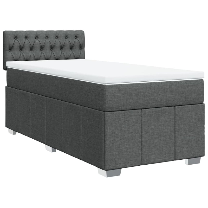 vidaXL sötétszürke szövet rugós ágy matraccal 100 x 200 cm