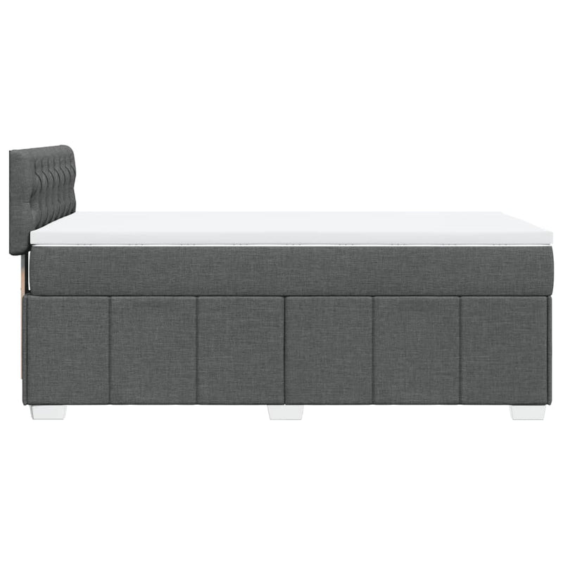vidaXL sötétszürke szövet rugós ágy matraccal 100 x 200 cm