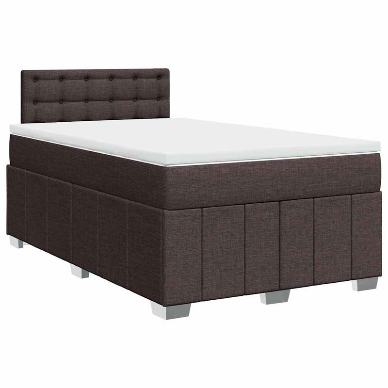 vidaXL sötétbarna szövet rugós ágy matraccal 120 x 200 cm