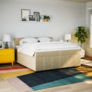 vidaXL krémszínű szövet rugós ágy matraccal 200 x 200 cm