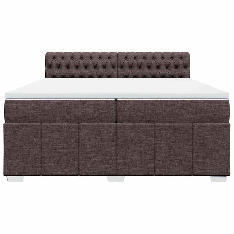 vidaXL sötétbarna szövet rugós ágy matraccal 200 x 200 cm