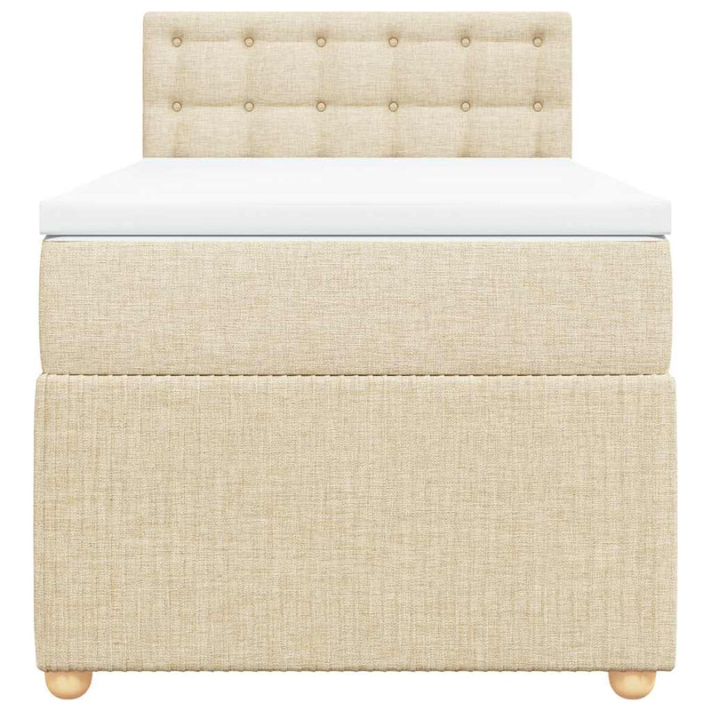 vidaXL krémszínű szövet rugós ágy matraccal 90 x 190 cm