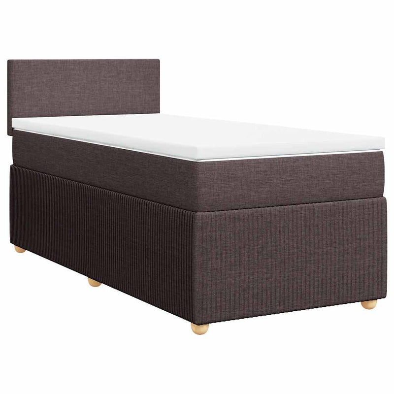 vidaXL sötétbarna szövet rugós ágy matraccal 100 x 200 cm