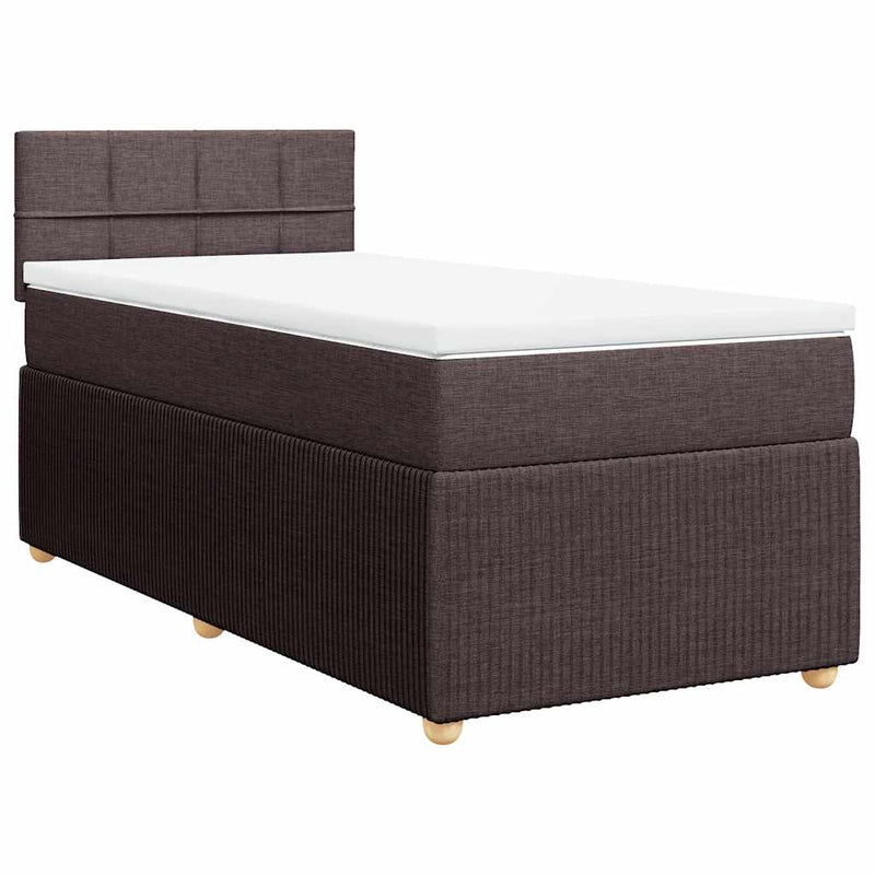 vidaXL sötétbarna szövet rugós ágy matraccal 100 x 200 cm