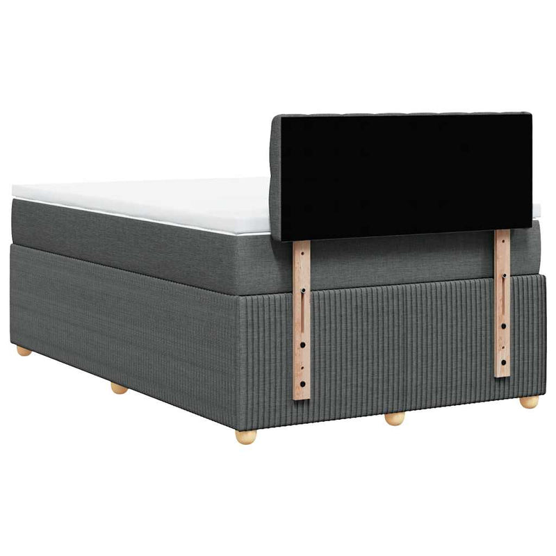 vidaXL sötétszürke szövet rugós ágy matraccal 120 x 190 cm