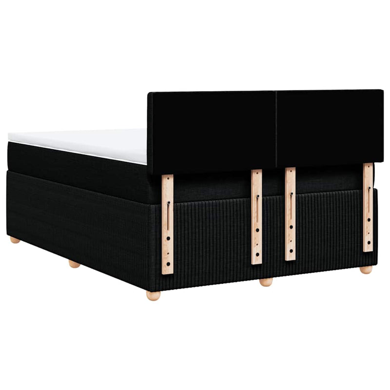 vidaXL fekete szövet rugós ágy matraccal 140 x 190 cm