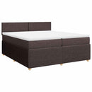 vidaXL sötétbarna szövet rugós ágy matraccal 200 x 200 cm