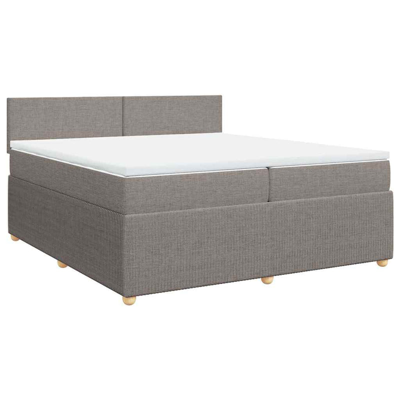 vidaXL tópszínű szövet rugós ágy matraccal 200 x 200 cm