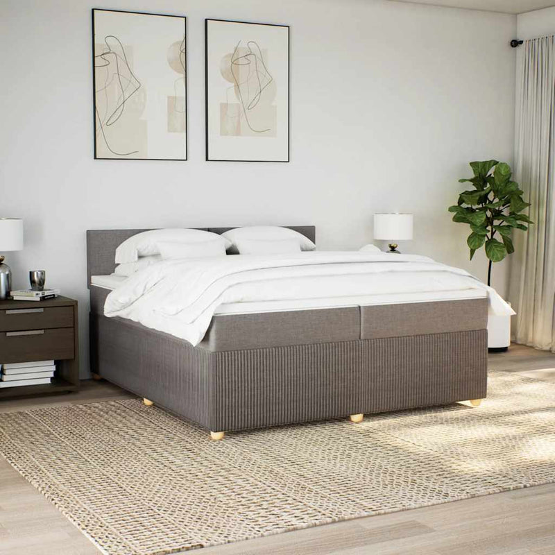 vidaXL tópszínű szövet rugós ágy matraccal 200 x 200 cm