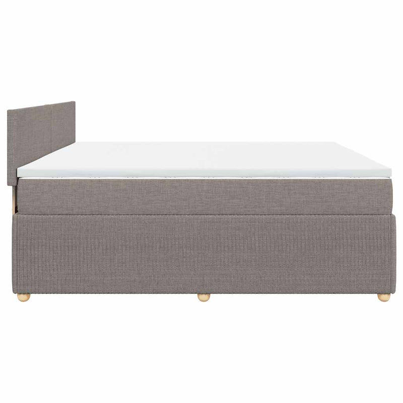 vidaXL tópszínű szövet rugós ágy matraccal 200 x 200 cm