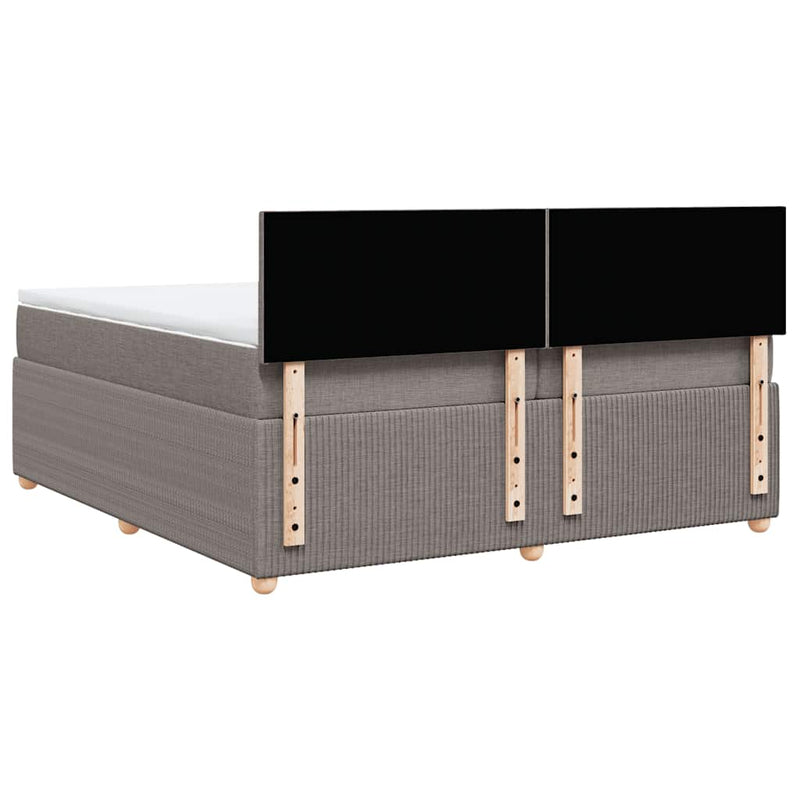 vidaXL tópszínű szövet rugós ágy matraccal 200 x 200 cm