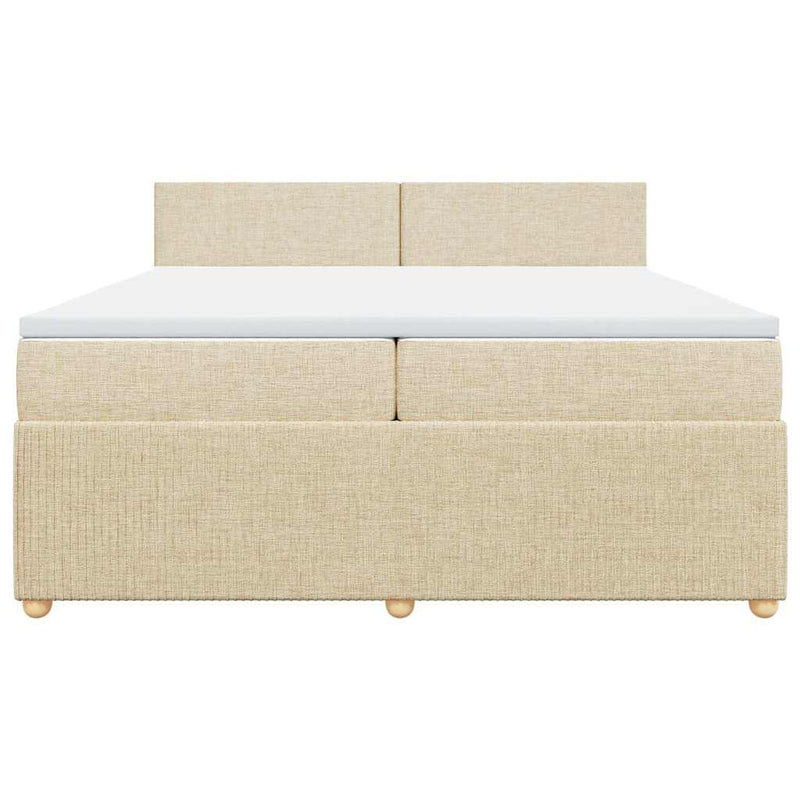 vidaXL krémszínű szövet rugós ágy matraccal 200 x 200 cm