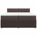 vidaXL sötétbarna szövet rugós ágy matraccal 200 x 200 cm