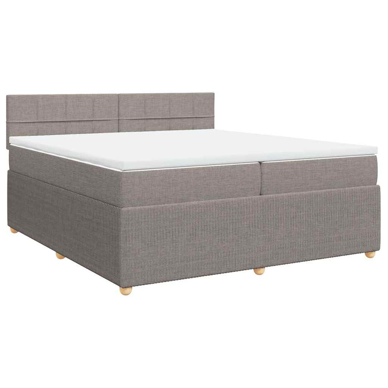 vidaXL tópszínű szövet rugós ágy matraccal 200 x 200 cm