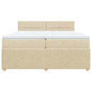 vidaXL krémszínű szövet rugós ágy matraccal 200 x 200 cm