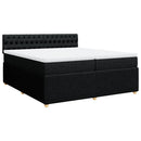 vidaXL fekete szövet rugós ágy matraccal 200 x 200 cm