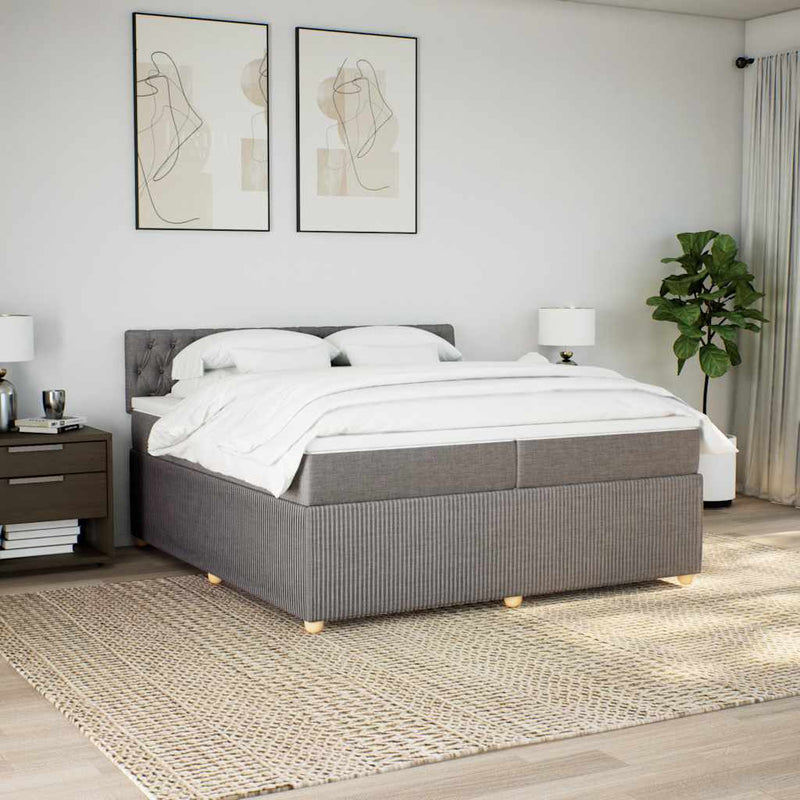 vidaXL tópszínű szövet rugós ágy matraccal 200 x 200 cm