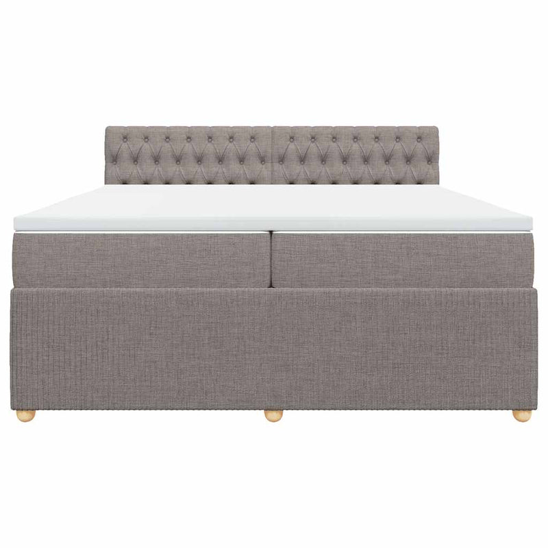 vidaXL tópszínű szövet rugós ágy matraccal 200 x 200 cm