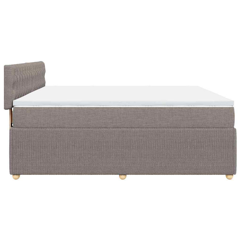 vidaXL tópszínű szövet rugós ágy matraccal 200 x 200 cm