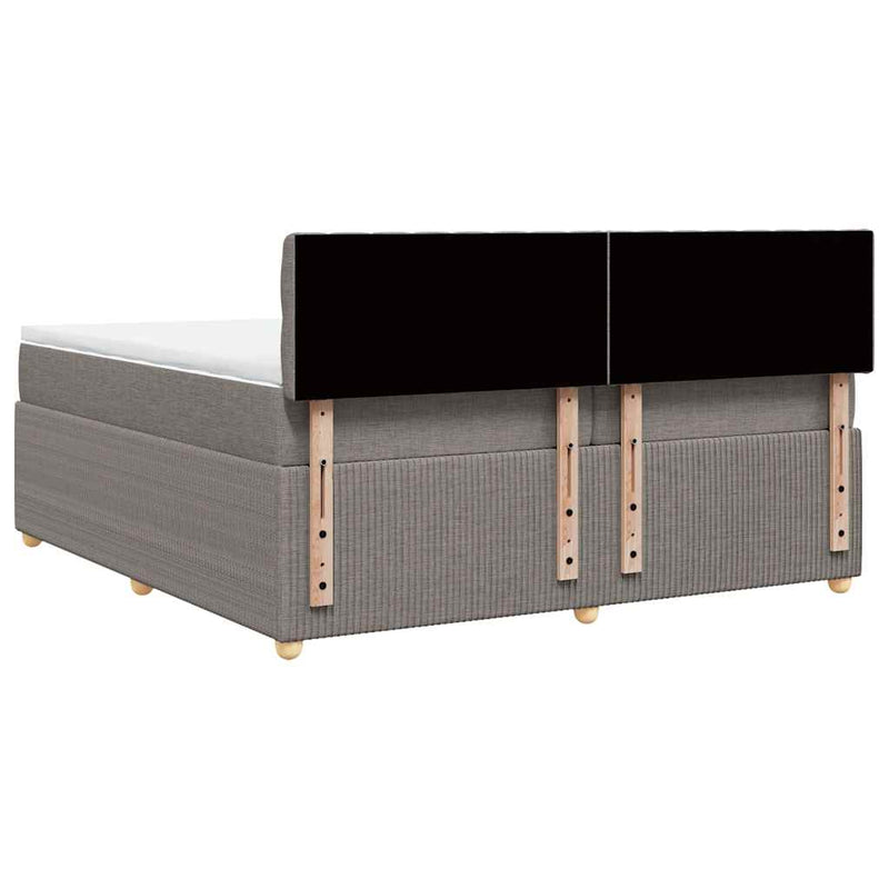 vidaXL tópszínű szövet rugós ágy matraccal 200 x 200 cm
