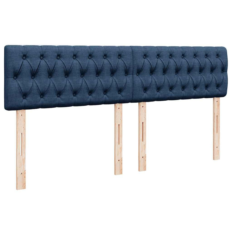 vidaXL kék szövet rugós ágy matraccal 200 x 200 cm