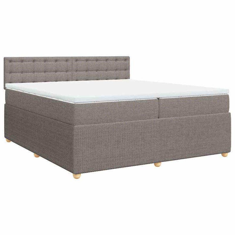 vidaXL tópszínű szövet rugós ágy matraccal 200 x 200 cm