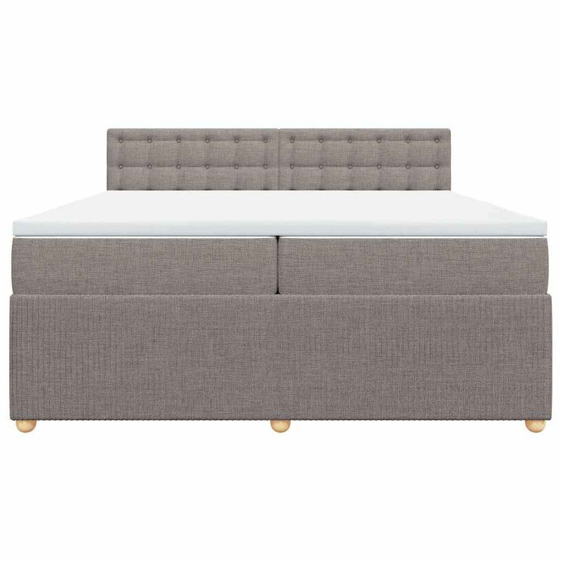 vidaXL tópszínű szövet rugós ágy matraccal 200 x 200 cm