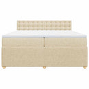 vidaXL krémszínű szövet rugós ágy matraccal 200 x 200 cm