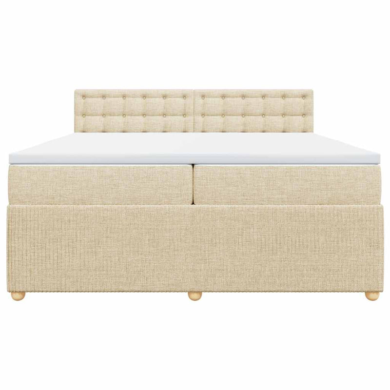 vidaXL krémszínű szövet rugós ágy matraccal 200 x 200 cm